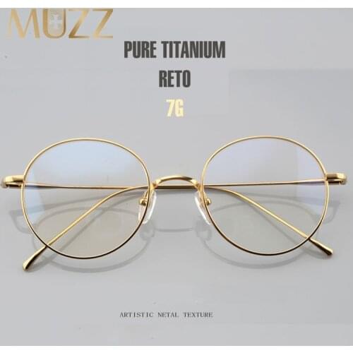 MUZZ Pure Titanium Round Eyeglasses Frame Optical Frames Unisex Glasses Retro Eyeglasses Prescription Men Women myopia frames