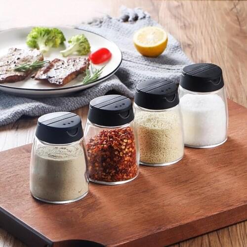 4Pcs/Sets Seasoning Bottle Set Kitchen Household Glass Salt MSG Seasoning Box with Lid Creative BBQ Seasoning Jar
