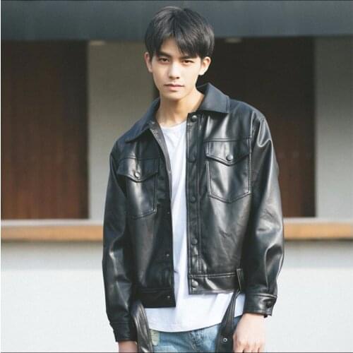 New ! Mens Fashion Pu Leather Clothing Jacket Outerwear Gd Tide Slim Motorcycle Leather Jacket Singer Costumes