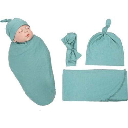 Newborn Solid Color Blanket Baby Boys and Girls Four Seasons Cotton Breathable Appease Sleeping Bag Three-piece Suit