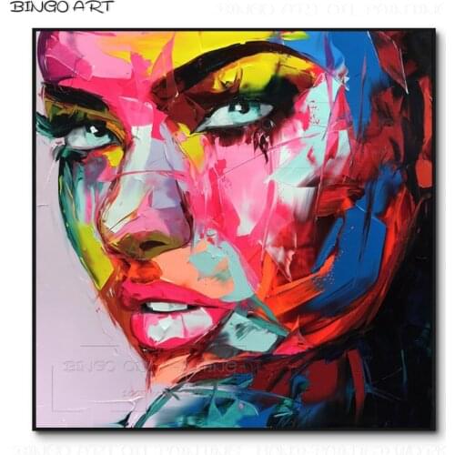 Excellent Artist Hand-painted High Quality Abstract Portrait Acrylic Painting Nielly Françoise Abstract Knife Portrait Painting