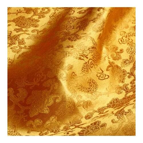 90cm*100cm Brocade cloth fabric Ancient costume fabric cloth brocade deep golden backing with dragon pattern for clothing dress