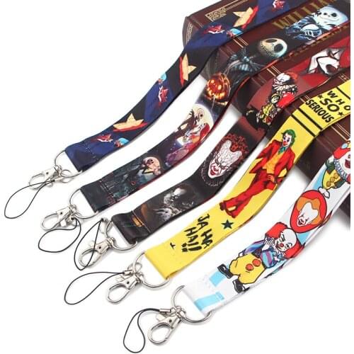 JY170 Fashion Horror Movie Clown Lanyards for Key Neck Strap For Card Badge Gym Key Chain Lanyard Key Holder DIY Hang Rope
