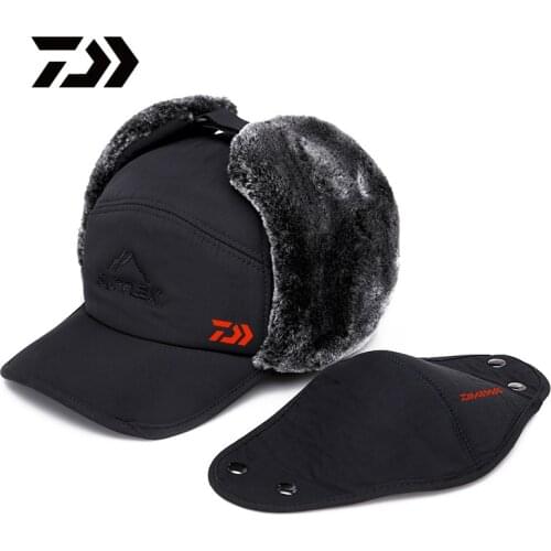 2021 DAIWA Fishing Winter Thermal Bomber Hats Men Women Fashion Ear Protection Face Windproof Ski Cap Velvet Thicken Couple Hat