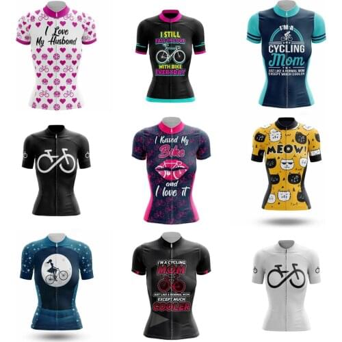 Womens Cyling Jersey Outdoor Road Bike Clothes Mtb Bicycle Short Sleeve Cycling Shirts Tops Cat Macaquinho Ciclismo Feminino