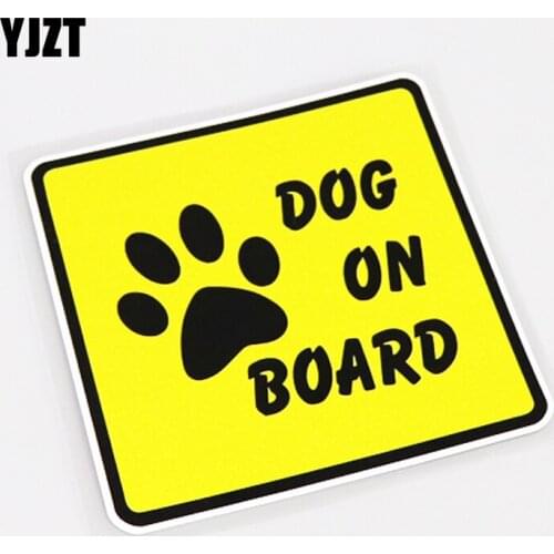 YJZT 12.7CM*12.7CM DOG ON BOARD Fashion Reflective Car Sticker Decal PVC 13-1013