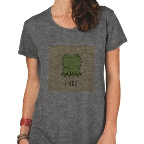Daily Casual Wear White Grey Female T shirt Cute FROG Cartoon Printing High Quality Hot Sale T-shirt Casual O-neck T Shirt