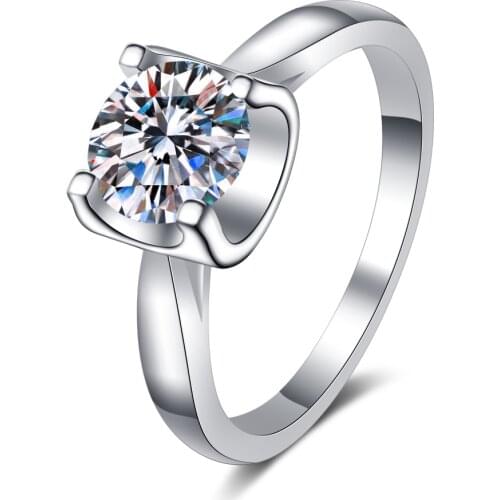 925 Sterling Silver Passed Diamond Test Stone Ring 0.5-1CT Moissanite Single Drill Ring Women Classic Engagement Luxury Gift