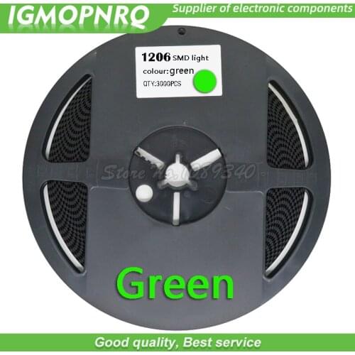 1reel 3000PCS 1206 SMD LED green diodes light LED IGMOPNRQ