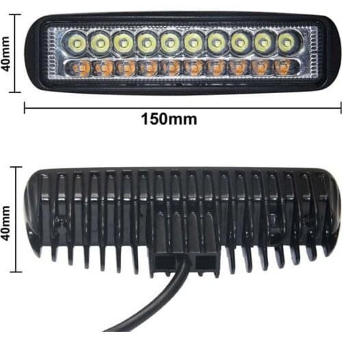 1PC 2V 24V headlights Beam Work Light for Cars Double Color 6 18W Slim LED Light Bar White Amber