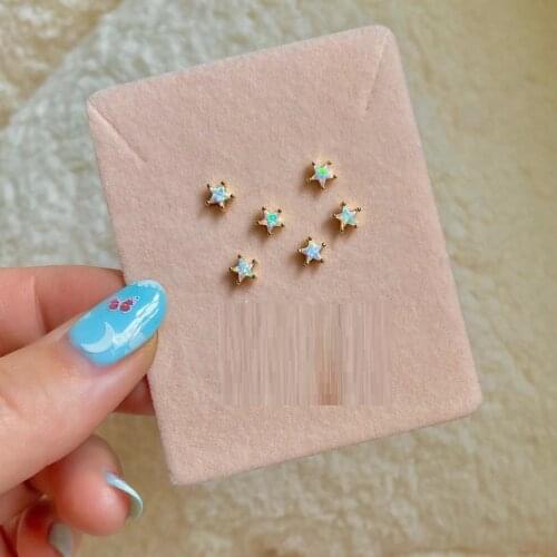 100% 925 Sterling Silver White Star Shaped Opal Stone Minimal Delicate Dainty Cute Lovely Small Stud Earring For Girl
