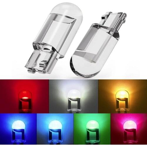 2/5/10x W5W T10 LED Lamp Car Bulb Epoxy Resin Cob 12V 6000K 7 Colors Wedge License Plate Lamp Dome Indicator Reading Light White