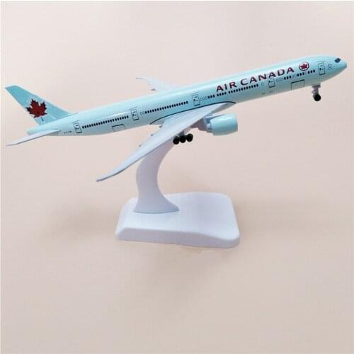 20CM Air Canada Boeing B777 Metal Alloy Plane With Wheel Aircraft Airplane Model Toy Kids Gift Collectible Display