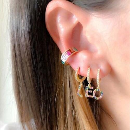 2021 Delicate Tiny Fashion Valentines Day Jewelry 26 Initial Customize Letter Colorful Cz Drop Earring For Women Cute Mini Gift