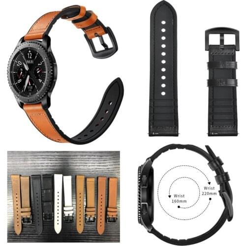 30pcs 22mm watch band Genuine Leather for Samsung Gear S3 Frontier Classic Strap galaxy watch 46mm Huami Amazfit Watchband