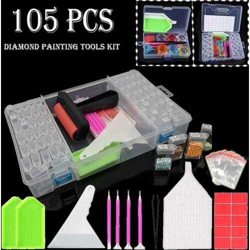 5d Diamond Painting Tools Kits with Storage Box for Diamond Embroidery Accessories 64 Grids Beads Storage Container
