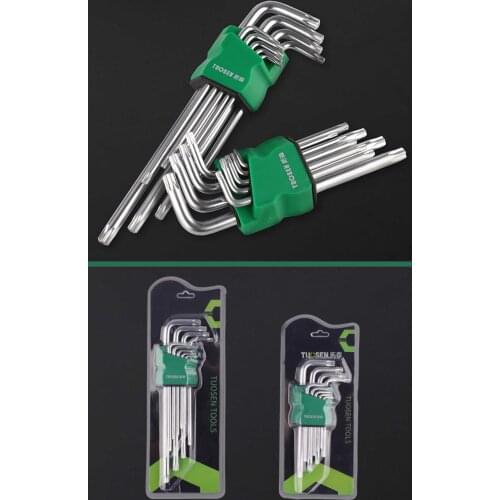 9PCS L Type T10 T15 T20 T25 T27 T30 T40 T45 T50 Hand Tools Double End Allen Hex Key Metric British Hexagon Wrench Set