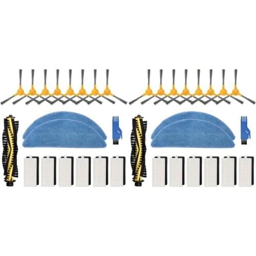 Promotion!Replacement Parts Kit for Tesvor M1 Robot Vacuum Cleaner 2 Main Brush, 4 Mop Cloth, 12 Filters, 16 Side Brushes, 2 Too