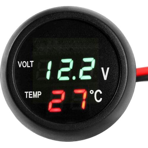 12V/24V Car Digital Meter Monitor 3 In 1 LED USB Car Voltmeter Thermometer Car Digital LCD Monitor Display Dual Charger Bat V2Y6