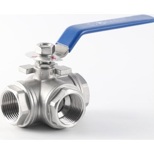 Free Shipping 1/2" DN15 Female Stainless Steel Ball Valve T-type Three Way Connection ,Stainless Steel 304