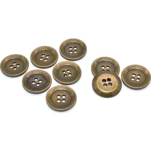 Bronze Coat Buttons Antique Metal Flat Button Four Hole Sewing Buttons Blazer Button Suit Buttons for Clothing or Leather Wrap