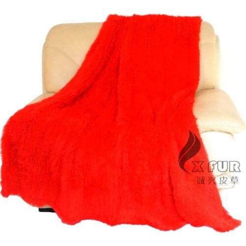 CX-D-87/Z 150x200cm Hot Color Custom Size Wholesale Colorful Knitted Rabbit Fur Throw