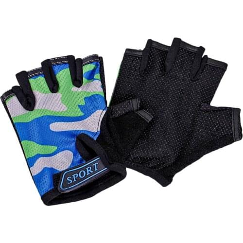 Child Cycling Camouflage Childrens Half Finger Bicycle Gloves High Elastic Cycling Non-slip Bike Gloves Riding Equipment