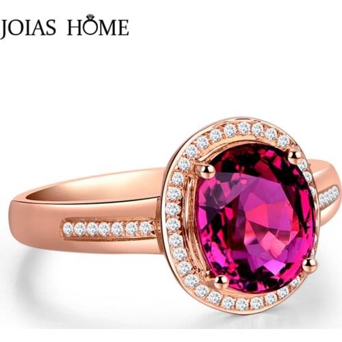Joiashome Classic Silver 925 Jewelry Rings For Charm Women With Round Shape Ruby Gemstones AAA Zircon Fine Jewelry Gifts