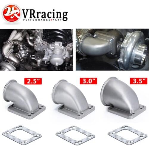 VR - 2.5" 3.0" 3.5" Vband 90 Degree Cast Turbo Elbow Adapter Flange 304 Stainless Steel For T3 T4 Turbocharger