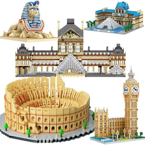 Mini Micro Block Oxford Louvre Diamond Building Great Wall China Architecture University Cambridge London Paris Eiffel Tower