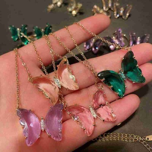 Fashion Choker Necklaces Girls Fashion Gold Butterfly Pendant Necklace for Women Elegant Sweet Jewelry Gift 2021