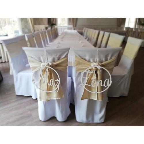 Husband wife-double-sided white or wooden wreath, circle with name Mr Mrs Chair Signs