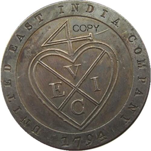 United East British India Company Madras Presidency 1/48 Rupee 1794 Copper Copy Coin