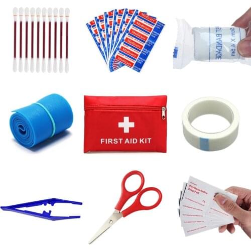 1Pcs Portable Home Nylon Empty First Aid Emergency Bag Outdoor Travel Car Waterproof Red Small Medicine Organizer Storage Case