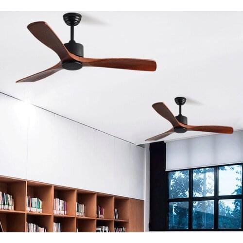 Nordic original wooded ceiling fan restaurant American high wind variable frequency fan living room retro industrial no lamp fan
