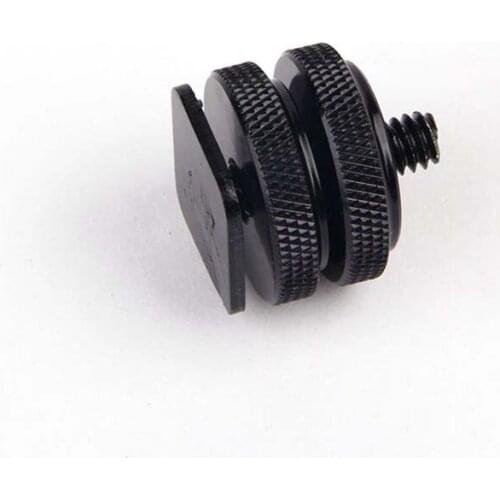 Pro 1/4" Dual Nuts Tripod Mount Screw Black To Flash Hot Shoe Adapter For Camera Studio Acc