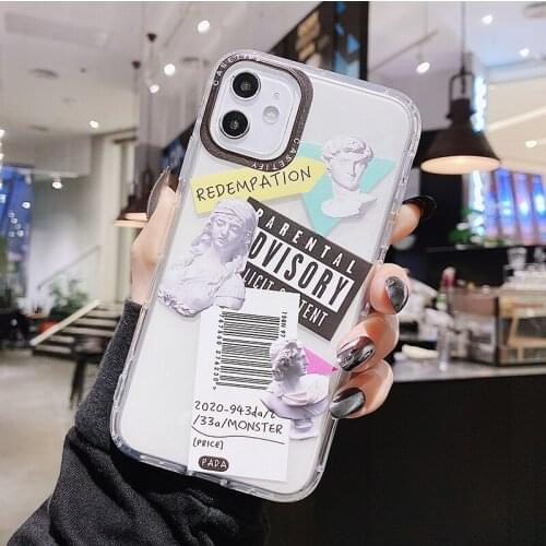 Luxury Artistic creative design Phone Case For iphone 11 ProMax Back Cover For iphone X XR XS MAX 7 8 Plus Transparent Soft Case