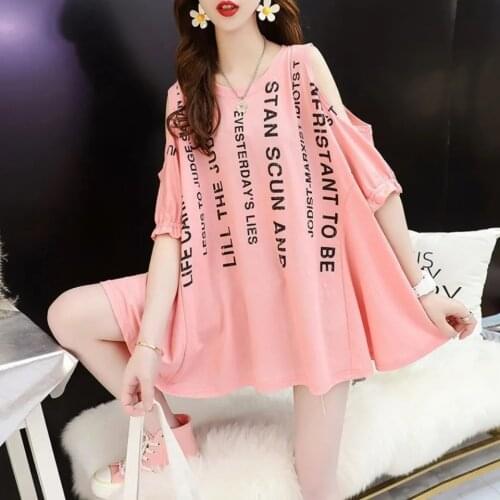 Off-shoulder Large Size Half-sleeved Cool T-shirt Gothic Sexy Streetwear Women Harajuku Summer Plus Size Y2k Top Women Clothing