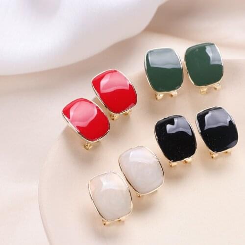 Korean Simple Metal Geometric Shape Stud Earring for Women Colorful Oil Drop Cute Elegant Stud Ear Fashion Jewelry Bijoux Gifts