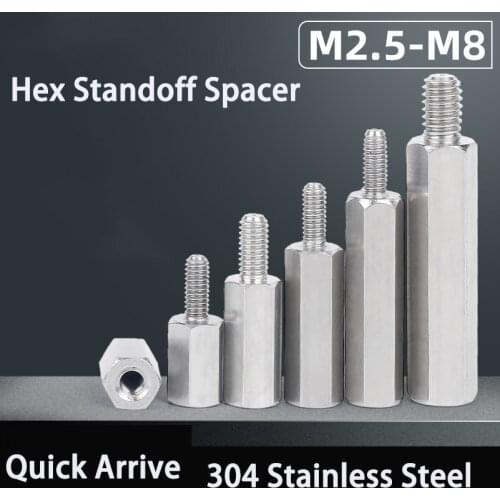 Hex Female Standoff Pillar Stud Board Hexagon Computer PCB Motherboard Spacer Bolt M2.5 M3 M4 M5 M6 M8 304 Stainless Steel