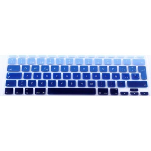 Gradient Blue Rainbow Spanish UK EU Silicone Keyboard Cover Skin Protector For Apple MacBook Air 11" 11.6 Inch + Packaging