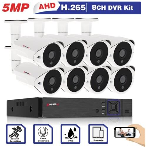 H.265 5MP Security Camera System 8CH AHD DVR Kit 4/8PCS 5.0MP HD Indoor Outdoor CCTV Camera P2P Video Surveillance System Set