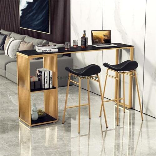 Nordic Light Luxury Rock Bar Table Chair Combination Modern Simple Household Wall Bar Table High Foot Table