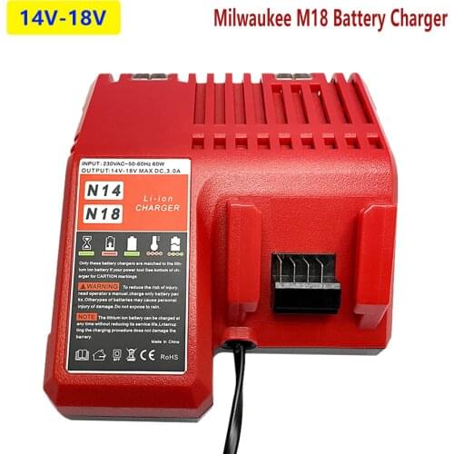 Replacement Charger Compatible with Milwaukee M18 Battery Charger 14.4V-18V Lithium ion XC 48-11-1850 48-11-1840 48-11-1815