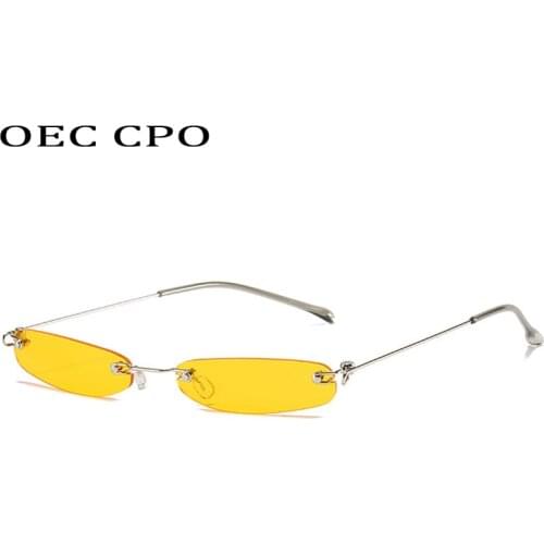 New Rimless Rectangle Sunglasses Women Fashion Small Frameless Sun Glasses Men Female Punk Glasses Shades UV400 Eyeglasses