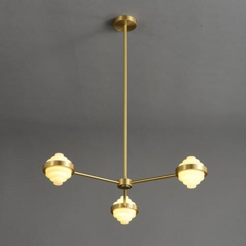 Modern luxury restaurant chandelier simple atmosphere copper living room light in the bedroom high-grade marble study lamps