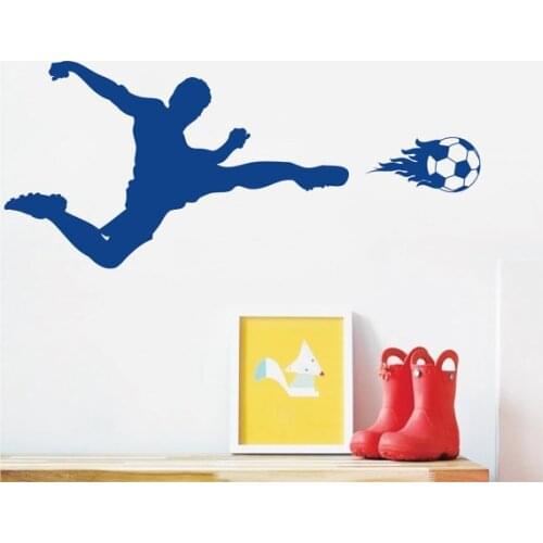 Sports Wall Decal Soccer Art Sticker for Kids Bedroom Sports Football Home bedroom Decor Mural DIY Removale Decal YO-136