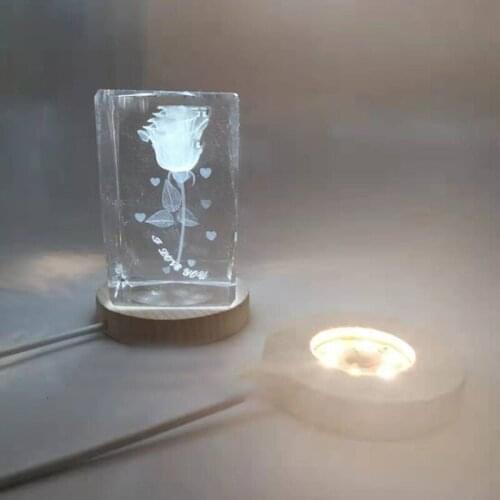 LED Night Light Wooden Round Base Holder Display Stand for Crystals Glass Ball Illumination Lighting Accessories Handicraft Deco