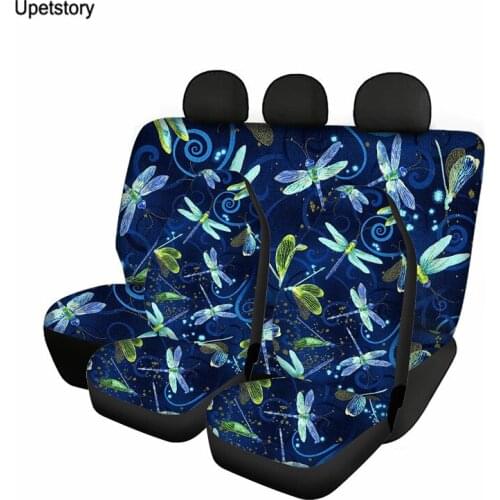 Upetstory Beautiful Dragfly Design Car Interior Decor Front/Back Car Seat Covers Full Set for Women Stylish Car Mat Covers