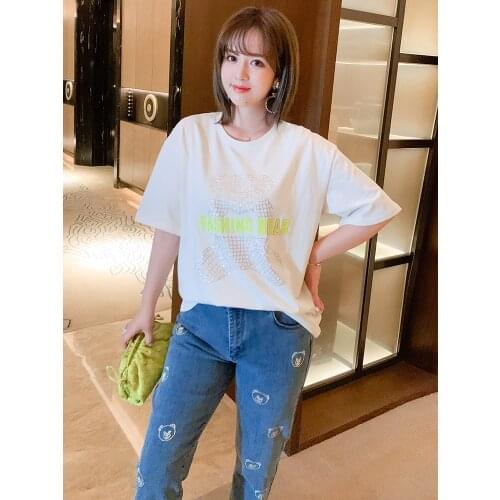 High quality Simple generous color contrast letters fashion loose comfortable short sleeves 2021 new pattern